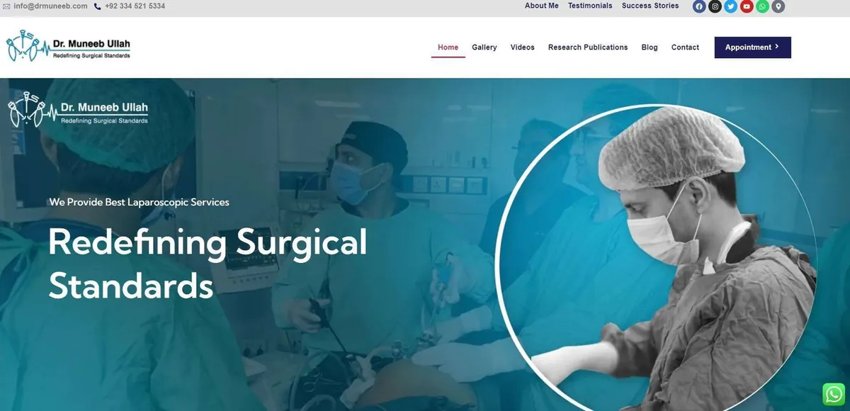 Homepage of the Dr. Muneeb Ullah laparoscopic surgeon website